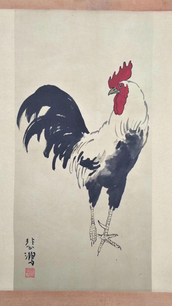 超长卷轴画徐悲鸿鸡尺寸约33670cm已