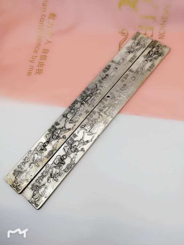 足银镇尺八仙过海镇尺品相好包浆浓郁工艺精