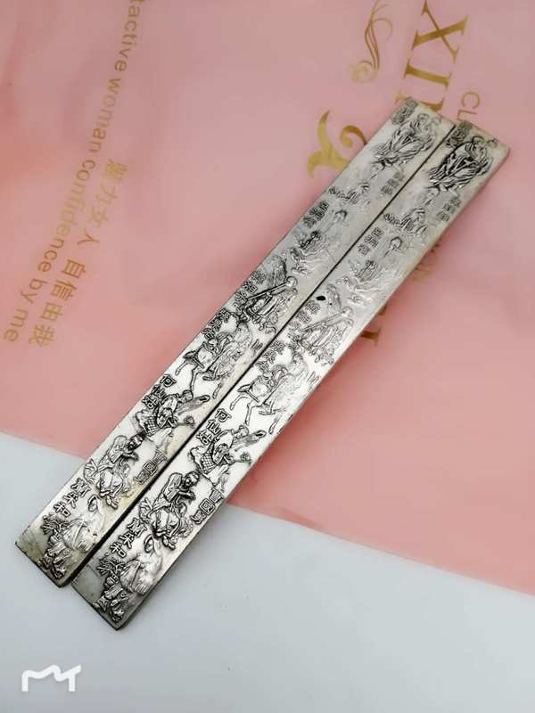 足银镇尺八仙过海镇尺品相好包浆浓郁工艺精