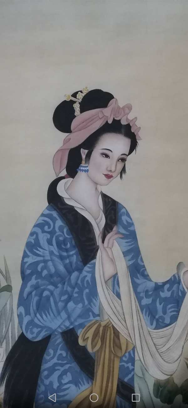 四大美女之西施浣纱宣纸绢布精装裱卷轴字画一幅