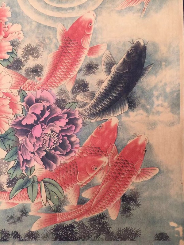 民国回流,低价放漏齐白石款牡丹九鱼真假_图片_价格_评级-书画篆刻-爱