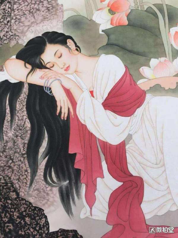 精品开拍何家英作品睡美人画工精湛中堂挂画