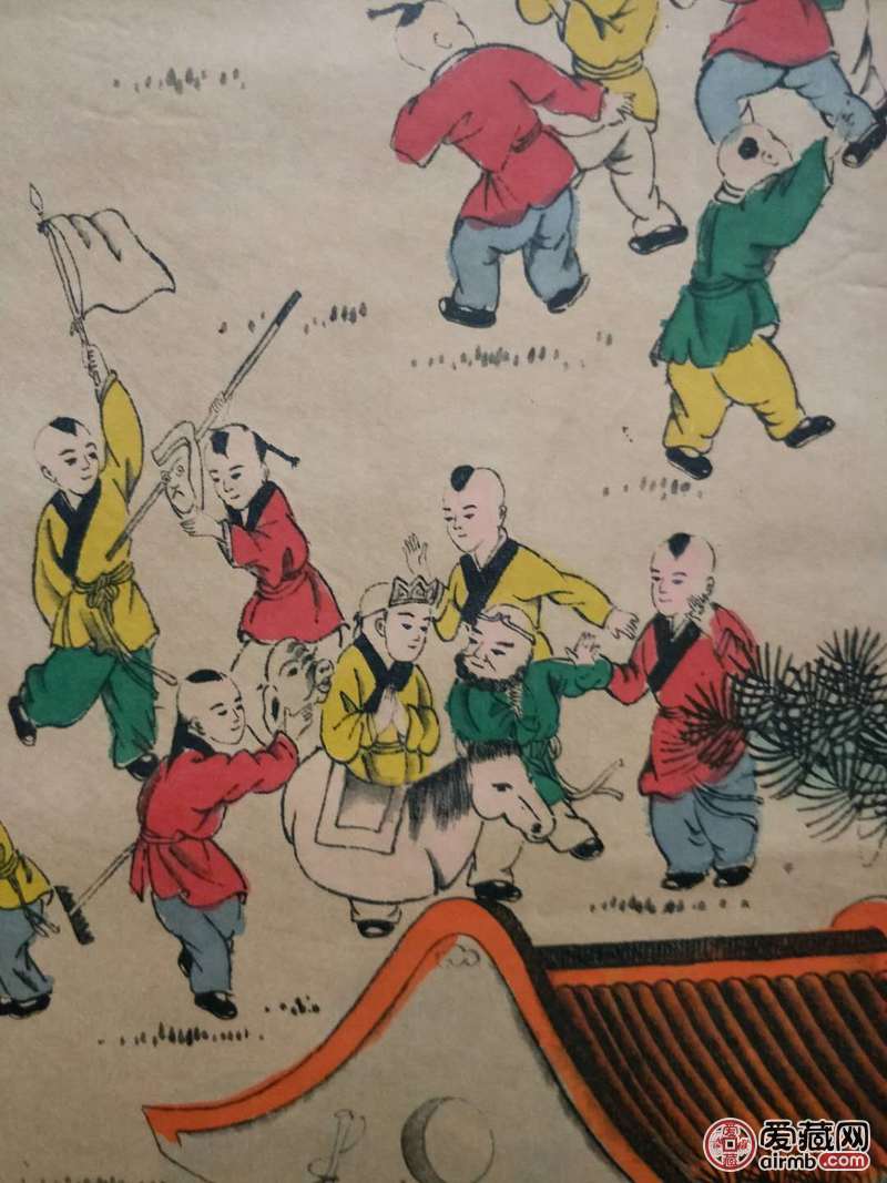 张大千款作品【百子迎福图】宣纸