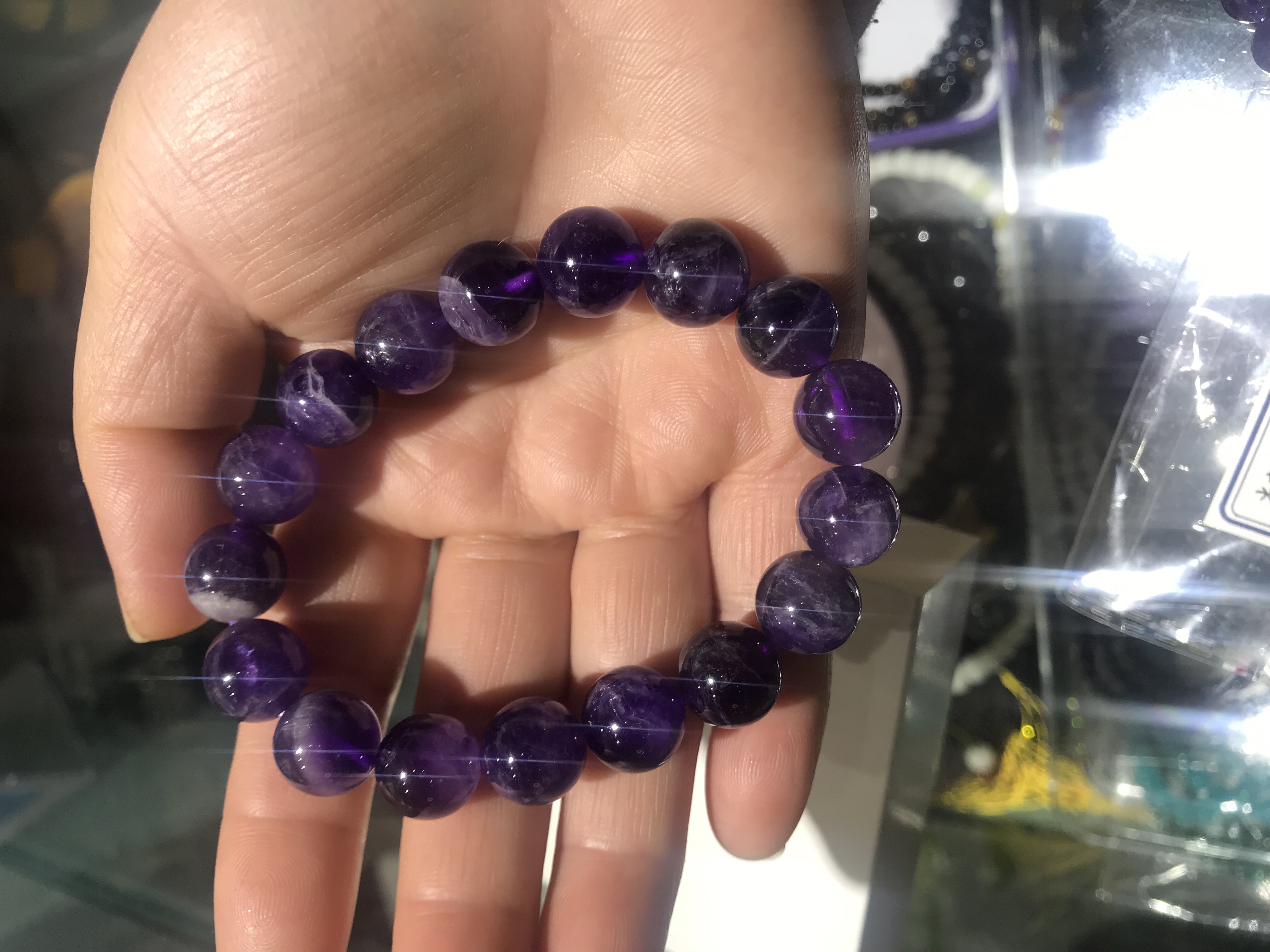 东海天然紫水晶12mm手链.保