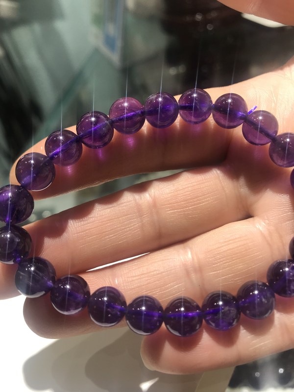 东海天然紫水晶8mm手链保真