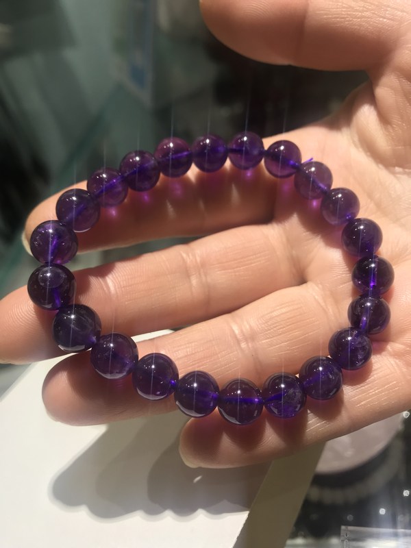 东海天然紫水晶8mm手链保真