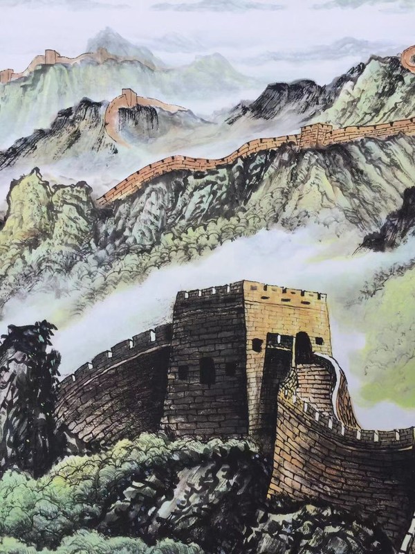 精品大放漏长城雄风宣纸卷轴挂画尺寸170