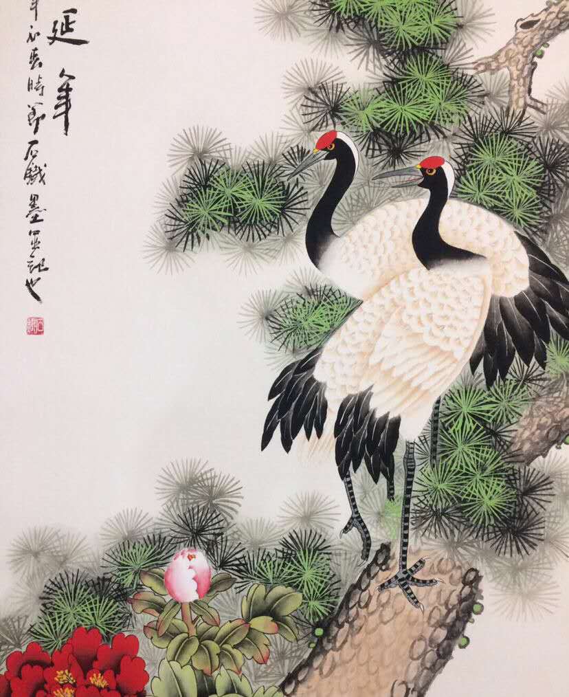 新品来袭松鹤延年中堂画一幅名家作品此画