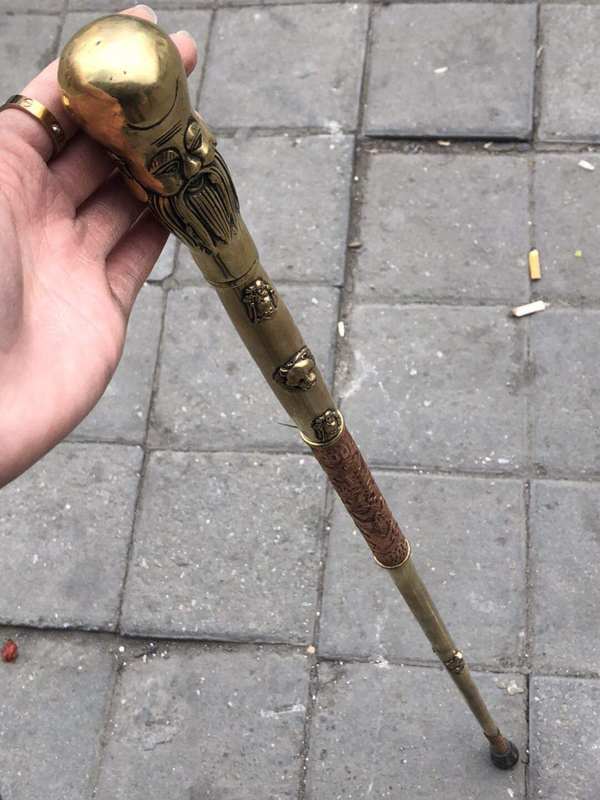 纯铜老铜寿星手杖拐杖做工精美手感好使用方便