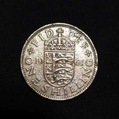 稀少英国早期一先令硬币,196x年伊莉莎白青年时期