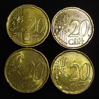 欧洲德国20欧分高值铜币四枚一起拍.保真,假一赔十