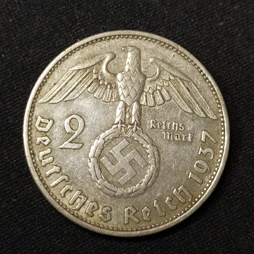 1937年纳粹德国二战时期万字符鹰银币银元保真