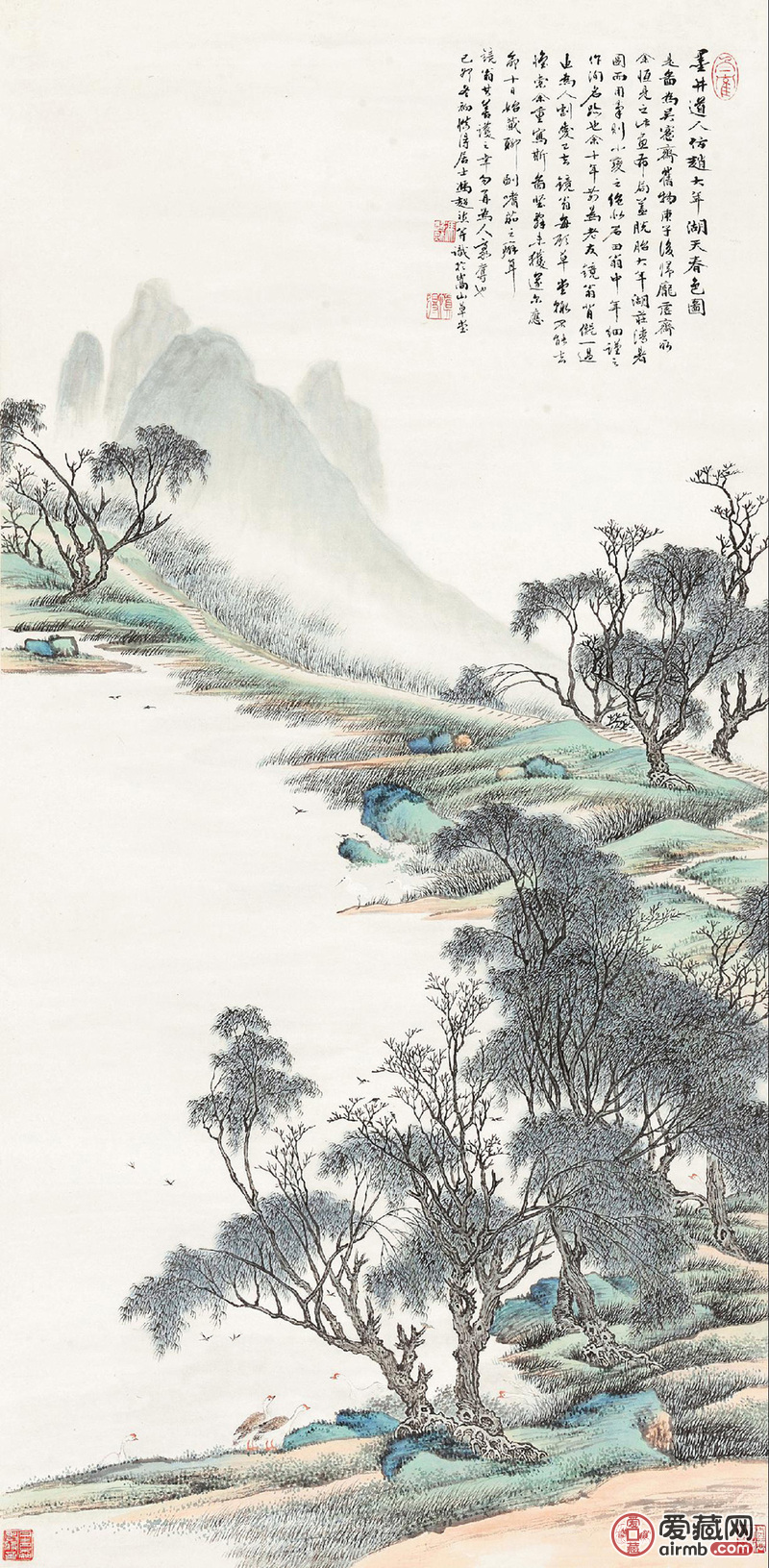 专家点评:题识:墨井道人仿赵大年湖天春色图.