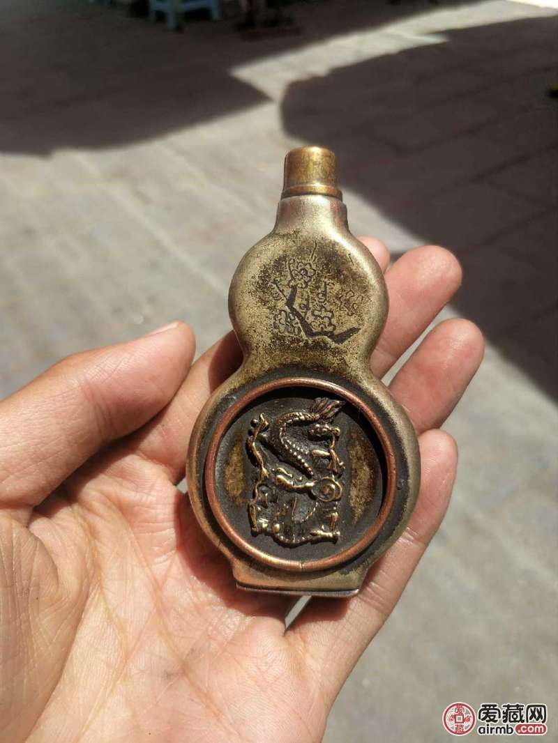 清代民国铜鼻烟壶高95mm