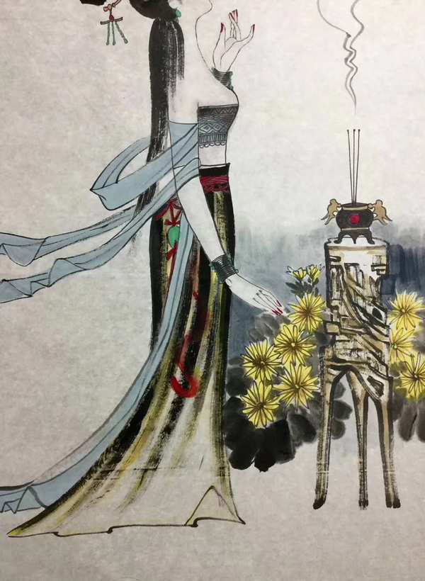 刘学多真迹2号著名人物画家刘学多老师四尺