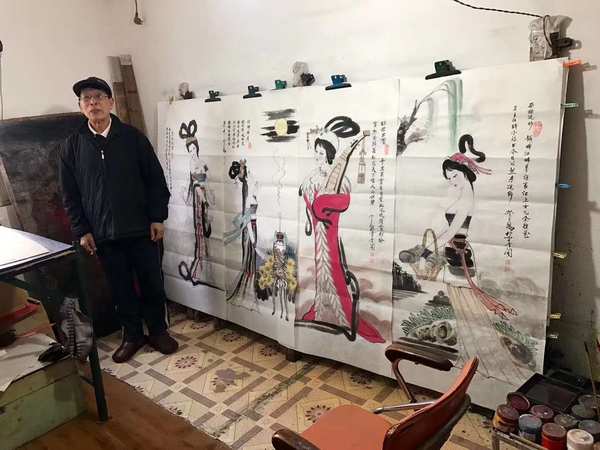 刘学多真迹2号著名人物画家刘学多老师四尺