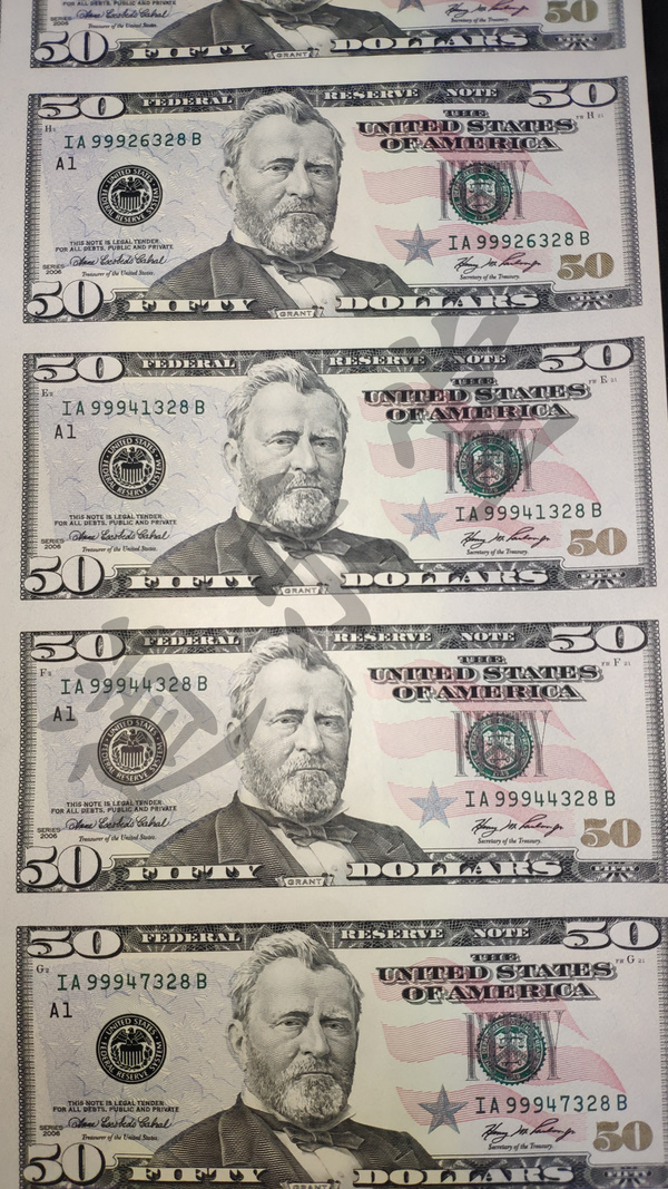道乐堂藏品-50美元16连体钞【藏品类别】连体钞