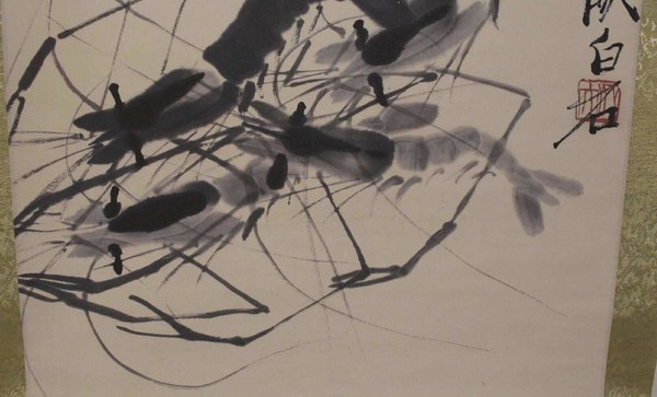 齐白石六虾图老卷轴中堂挂画一副喜欢的不要错过